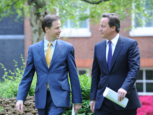 Nick Clegg and David Cameron in suits